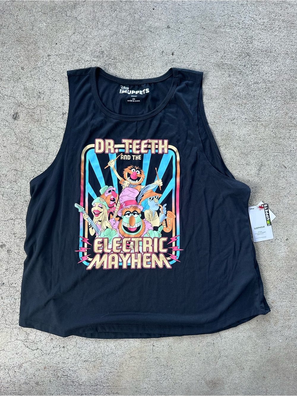 The Muppets Dr. Teeth Electric Mayhem Black Graphic Pajama Tank Top